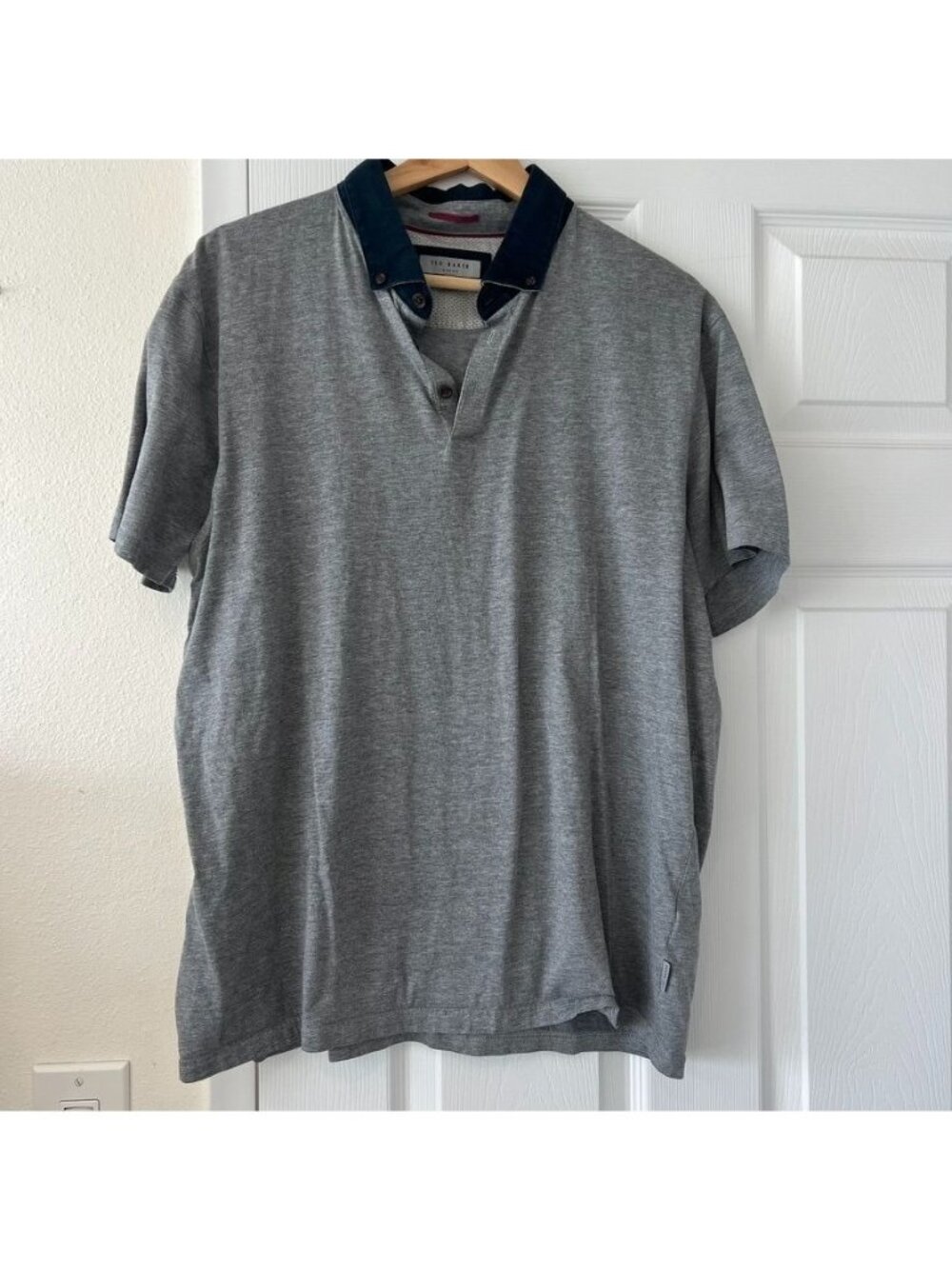 Ted Baker Soft Cotton Knit Gray Polo Shirt Size XL
